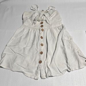 Roxy White Mini Dress Romper with Wooden Buttons